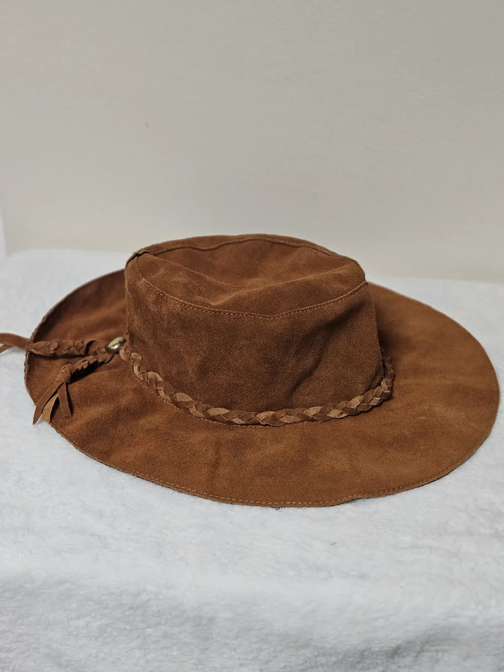 Suede Brown Floppy Hat Braided Band Rodeo Western Mexico Boho Cowboy